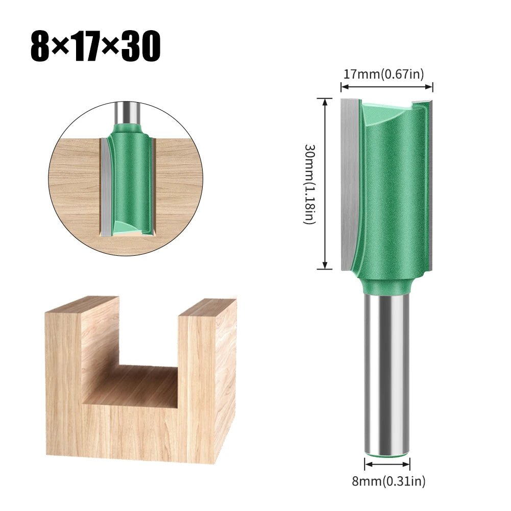 Tungsten Carbide Router Bit 3-20mm (0.12-0.79 in) Diameter, 8mm (0.315 in) Shank, Single/Double Flute Straight Bit for Woodworking