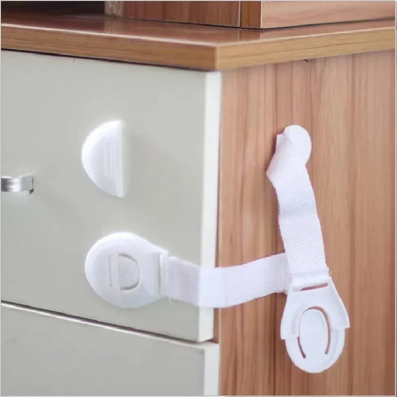 Baby Proof Cabinet & Drawer Lock Straps — 5/10-Pack Child Safety Door Latches, 20 cm (7.9 in) with 10 cm (3.9 in) Strap