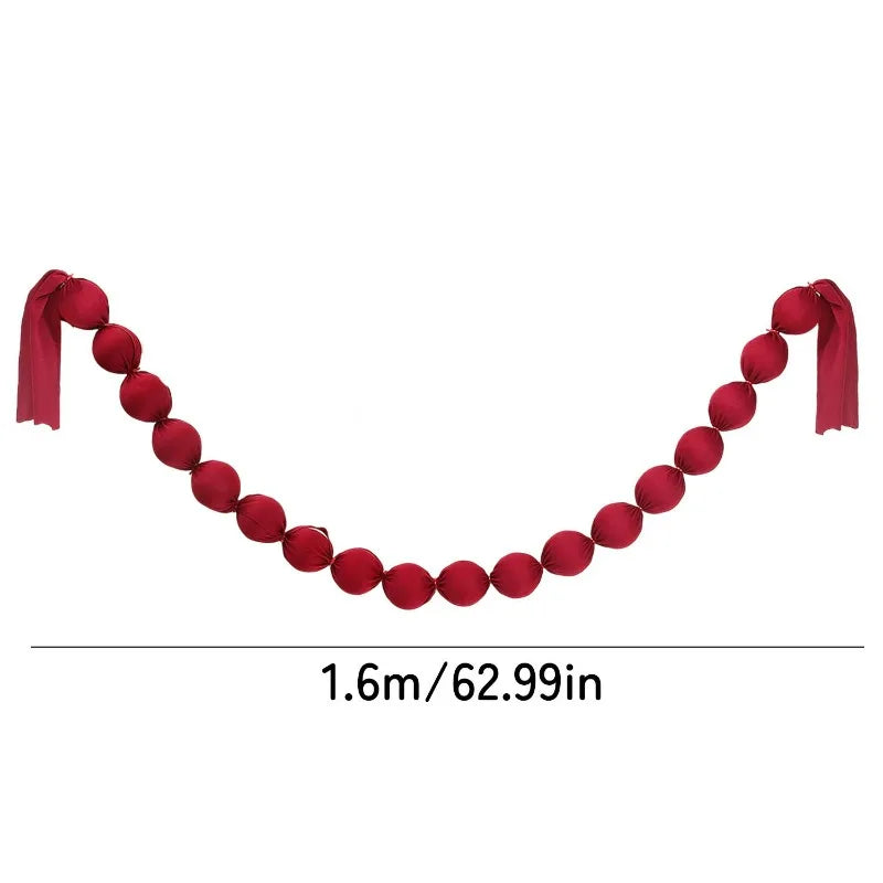 1/2/3-Pack Burgundy Velvet Ball Garland, 5 cm (2 in) Balls, 1.6 m (5.25 ft) Pre-Strung Christmas Garland for Tree, Mantel and Window