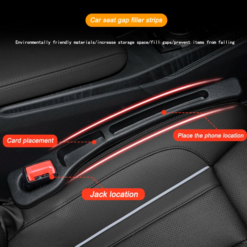 Car Seat Gap Filler Plug — Leak-Proof Side Seam Wallet & Phone Holder, Fits Most Cars (0.79–1.58 in / 2–4 cm)