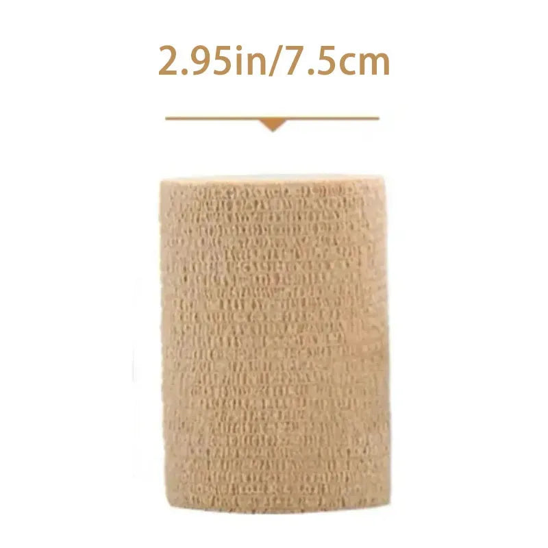 Breathable Elastic Adhesive Sports Bandage Tape – Self-Adhesive Wrap for Wrist, Ankle, Finger (1 or 10 Rolls, Beige)