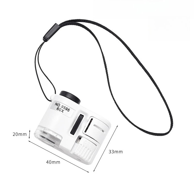 60X Pocket Magnifier with LED & UV Light - Portable Handheld Jeweler Loupe
