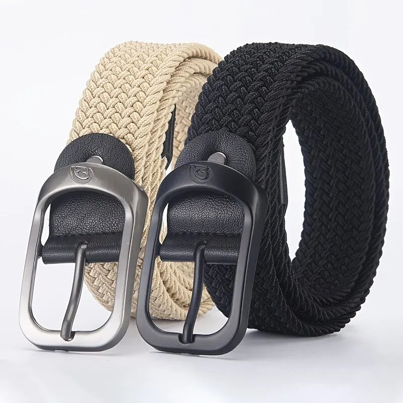 Woven Elastic No-Hole Belt – Unisex Stretch Adjustable Belt for Outdoor, Climbing & Work (3.3 cm / 1.3 in)