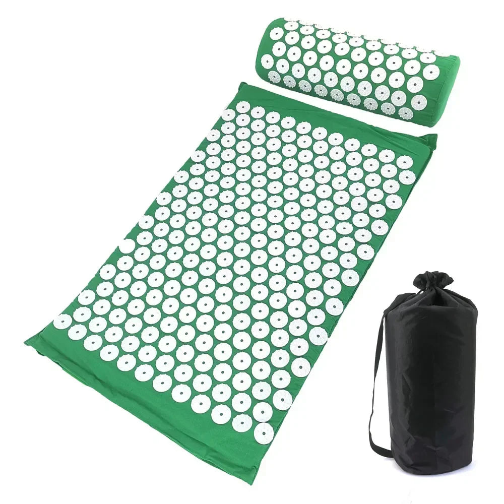 Acupressure Spike Mat & Pillow Set – 26 x 16 x 0.8 in (66 x 40 x 2 cm) Back & Neck Pain Relief Massage