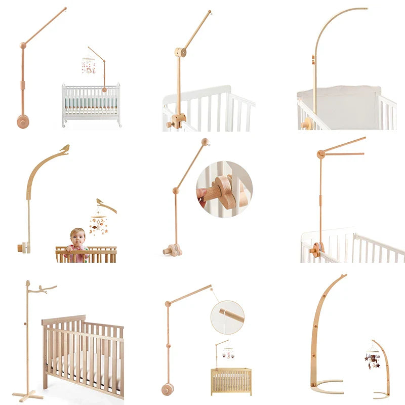 Wooden Crochet Crib Mobile with Felt Rattles – Hanging Bed Bell Toy for Newborns & Infants 0-12 Months