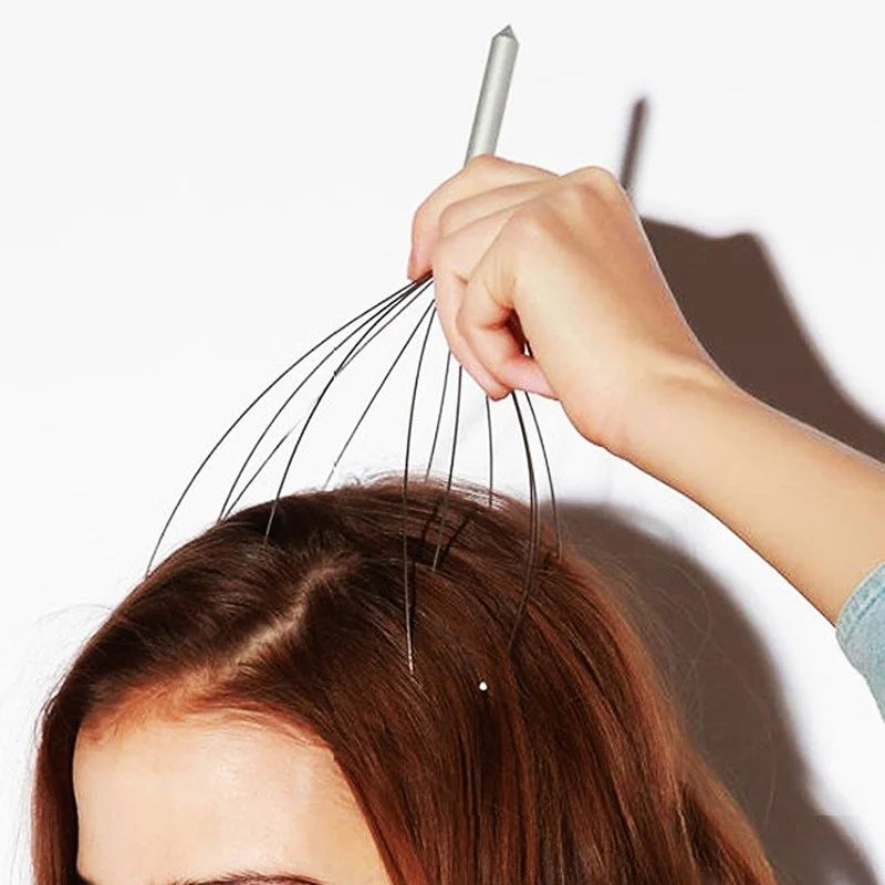 Octopus Head Massager Scalp Scratcher - Stainless Steel & Wood Scalp Massager for Stress Relief