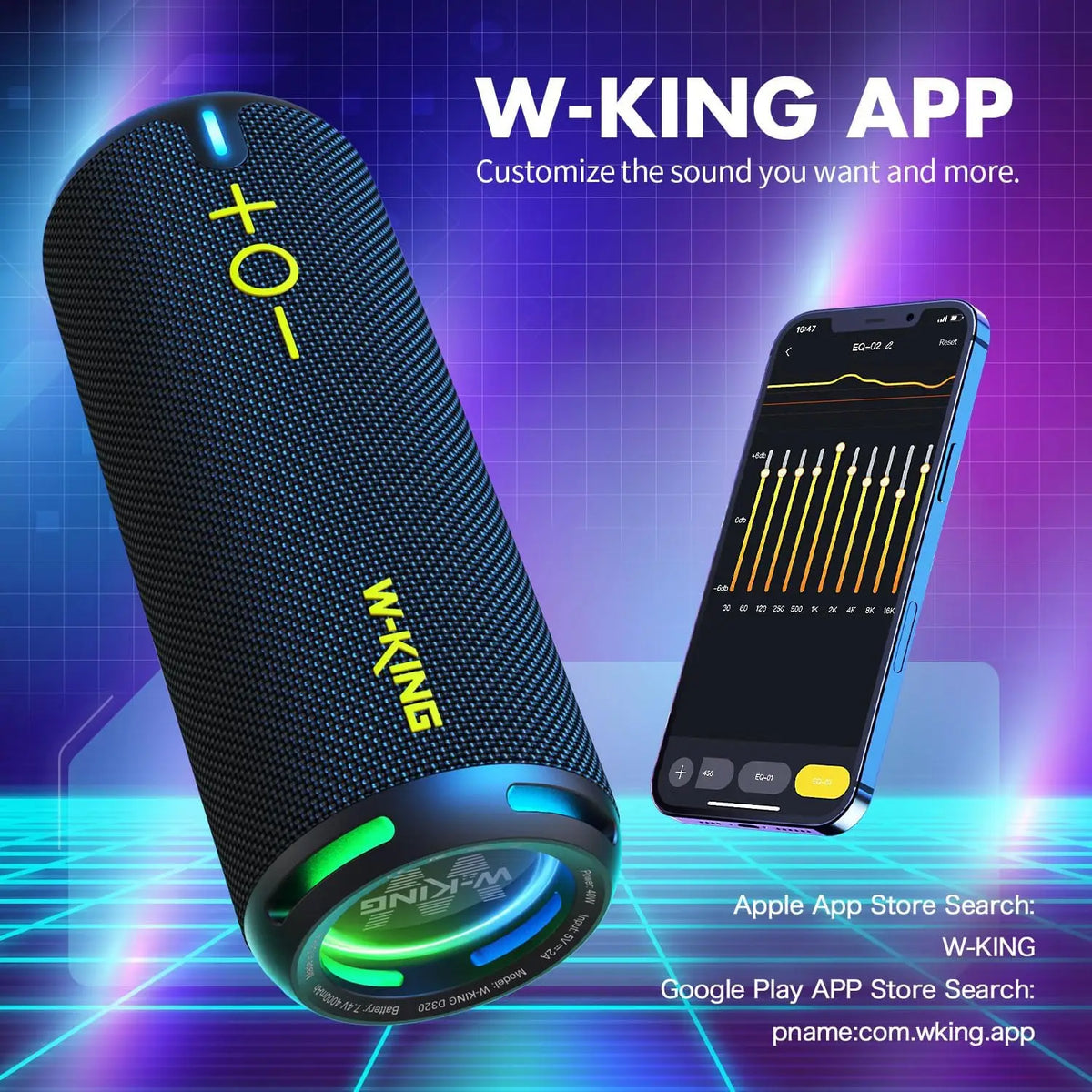 40W Portable Bluetooth Speaker IP67 Waterproof, APP EQ, TF/AUX, RGB Party Lights, 24H Battery, 360° Bass
