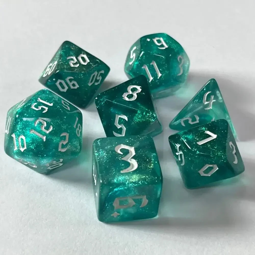 7-Piece Acrylic Polyhedral Dice Set for DnD & Tabletop RPG — d4 d6 d8 d10 d10 d12 d20