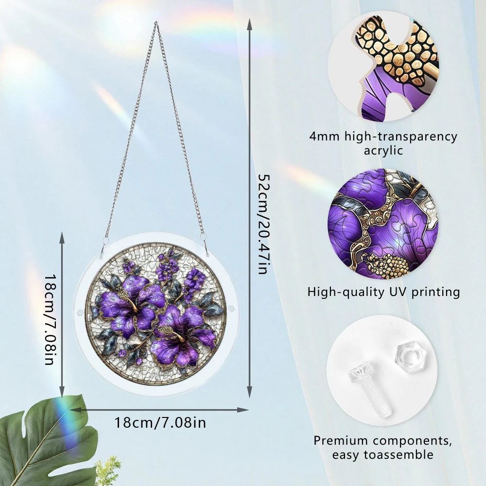 Stained Glass Butterfly Acrylic Puzzle Suncatcher - DIY Window Hanging Decor (18×18 cm / 7.1×7.1 in; 20×20 cm / 7.9×7.9 in)