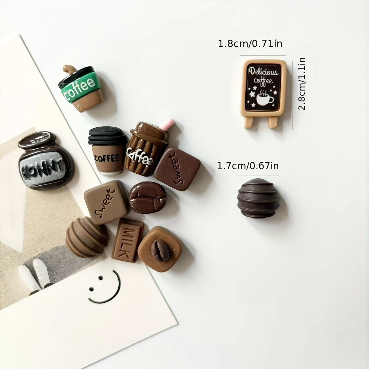 12-Pack Mini Coffee Refrigerator Magnets - Cute Message Board Stickers for Fridge & Home Decor
