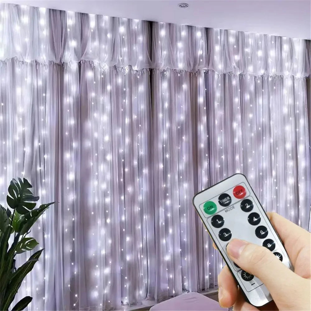 USB LED Curtain String Lights – 3×1m / 3×2m / 3×3m / 6×3m (9.8×3.3 / 9.8×6.6 / 9.8×9.8 / 19.7×9.8 ft) USB Powered with Remote – Fairy Lights for Wedding, Party & Home