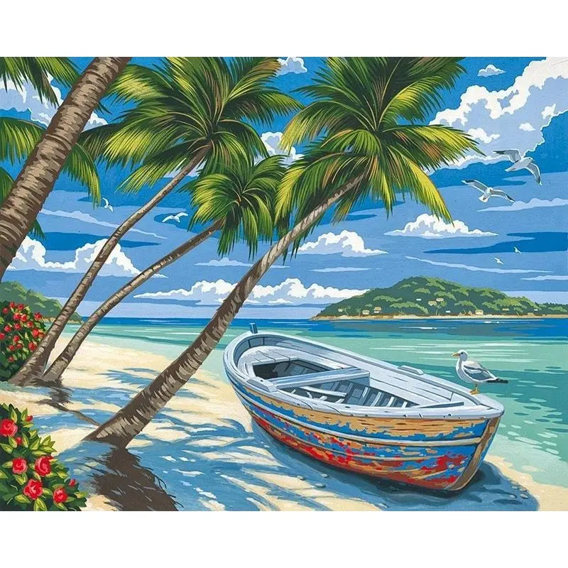 Paint-by-Number Landscape Canvas Kit for Adults — DIY Acrylic Painting Set with Brushes, Paints & Hangers, Multiple Sizes (40×50 cm / 15.7×19.7 in; 50×65 cm / 19.7×25.6 in; 60×75 cm / 23.6×29.5 in)