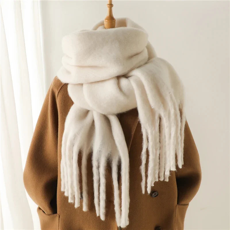 Women's Cashmere-Feel Long Tassel Scarf Shawl - Pashmina Blanket Wrap 94 in (240 cm) Thick Soft Winter Wrap