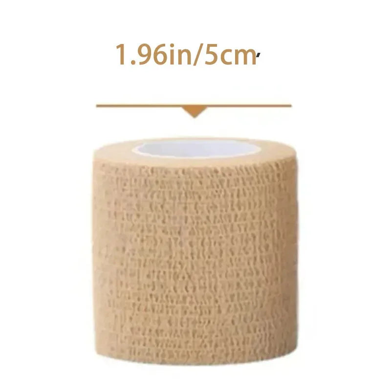 Breathable Elastic Adhesive Sports Bandage Tape – Self-Adhesive Wrap for Wrist, Ankle, Finger (1 or 10 Rolls, Beige)