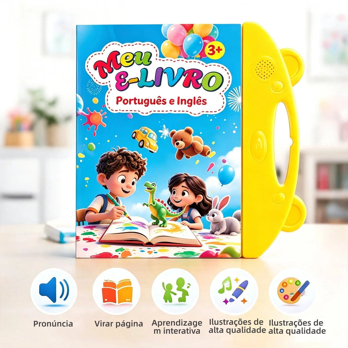Interactive Bilingual Sound Book for Kids - English & Portuguese Touch-Activated Learning
