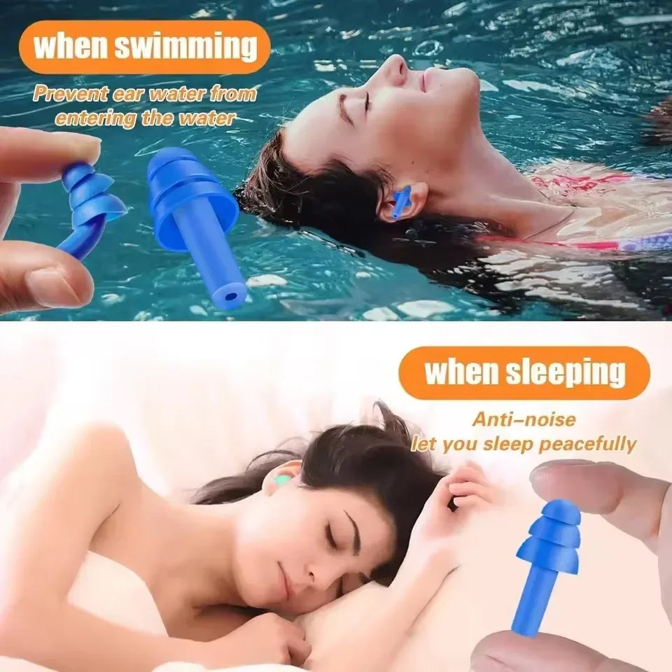 Reusable Silicone Ear Plugs - Noise Cancelling Sleeping & Waterproof Swimming Earplugs with Storage Box