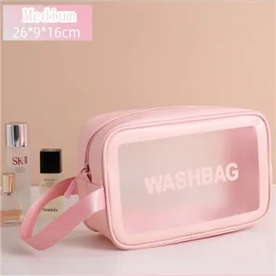 Large Transparent Waterproof Travel Makeup Bag – Clear Cosmetic Organizer 30 x 10 x 21 cm (11.8 x 3.9 x 8.3 in) Zipper Pouch for Women