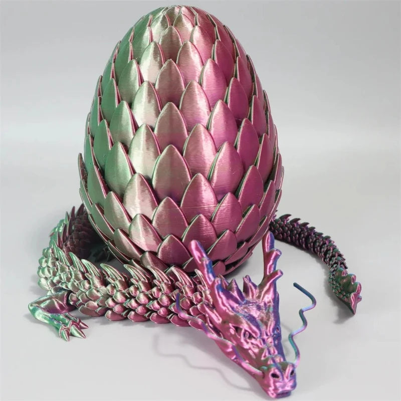 2-Pack 3D Printed Egg Dragon Figurines — 18 cm (7.1 in) & 60 cm (23.6 in) Decorative Statues for Home, Party & Christmas Gifts