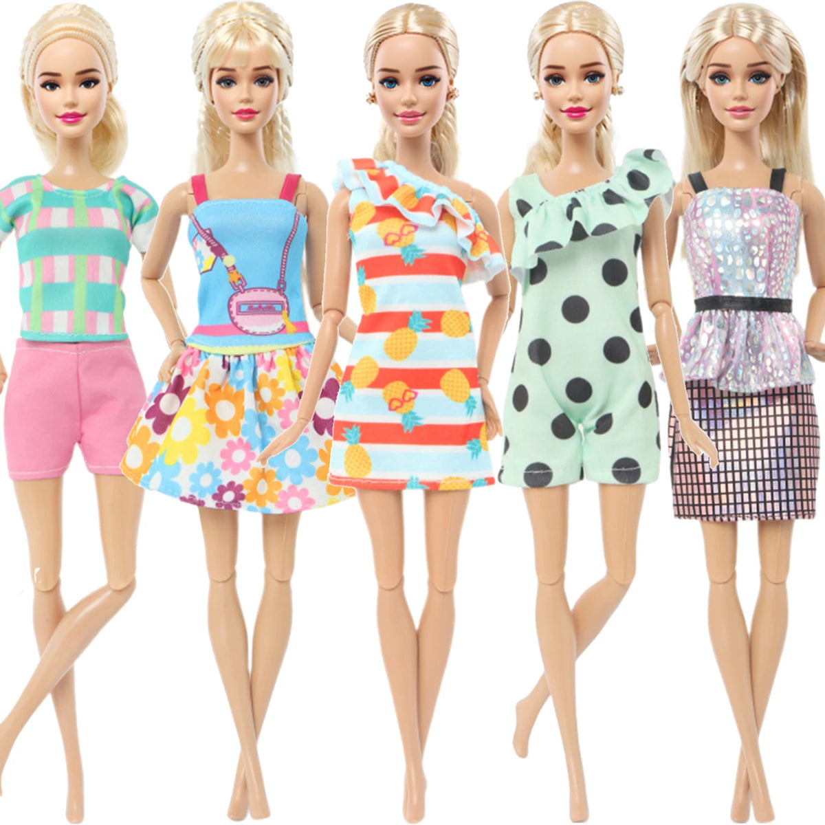 Handmade 1/6 Scale Doll Outfits - 3 or 5-Pack Casual Dresses, Blouses, Skirts & Pants for 11.5–12 in (29–30.5 cm) Dolls