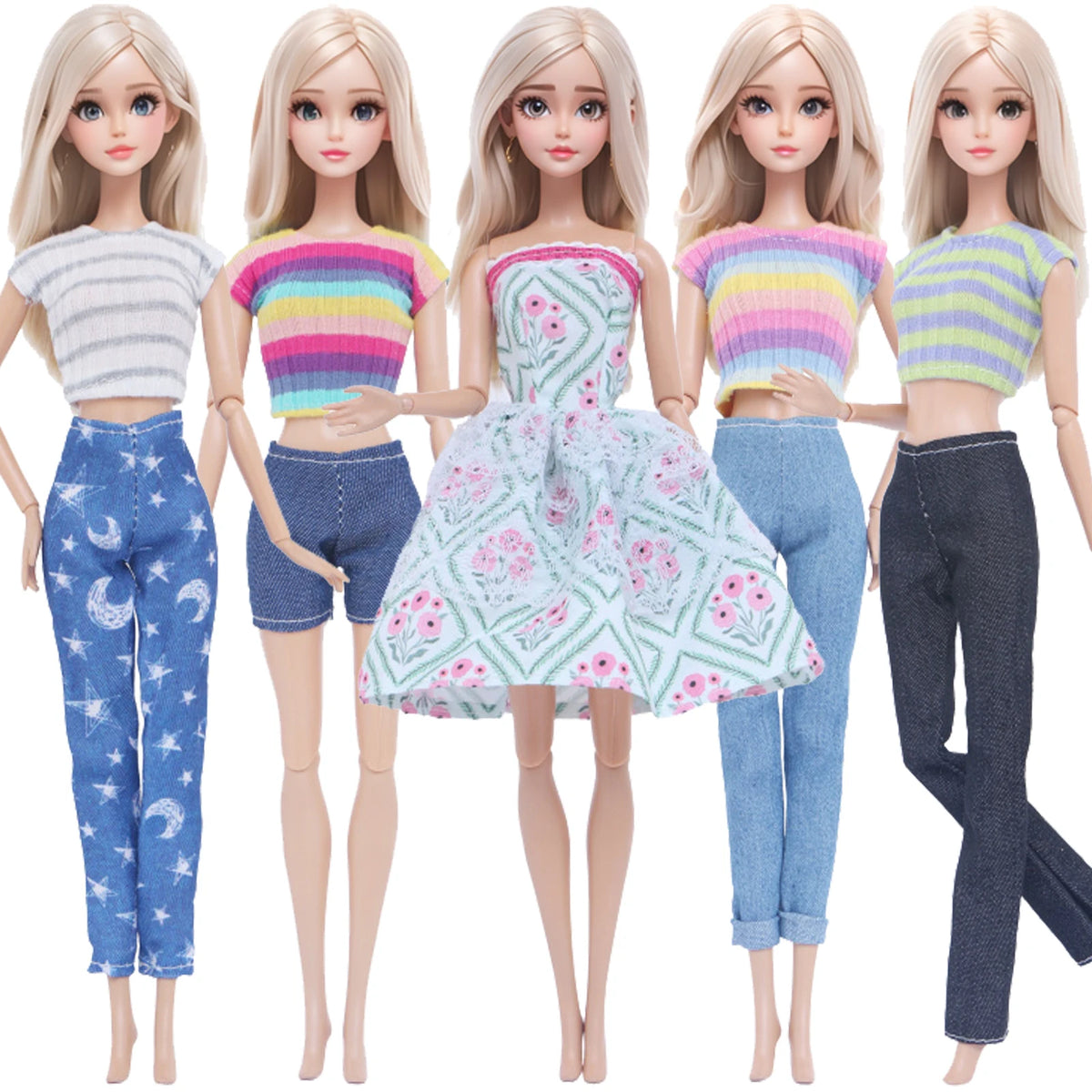 Handmade 1/6 Scale Doll Outfits - 3 or 5-Pack Casual Dresses, Blouses, Skirts & Pants for 11.5–12 in (29–30.5 cm) Dolls