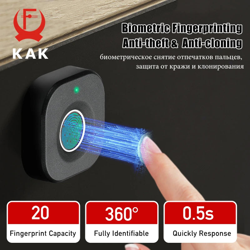 Biometric Fingerprint Cabinet & Drawer Lock Keyless Smart Lock Black — Anti-Theft, Long Standby