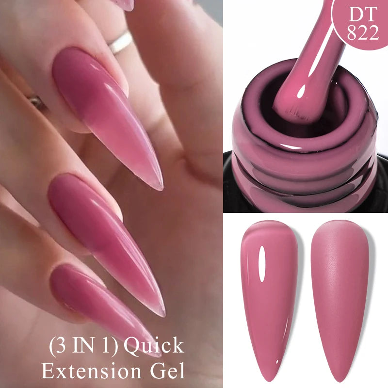 7ml Quick Extension Gel Nail Polish – Glitter Pink, Gold, Purple, Milky White | UV/LED Builder Gel for Nail Extensions