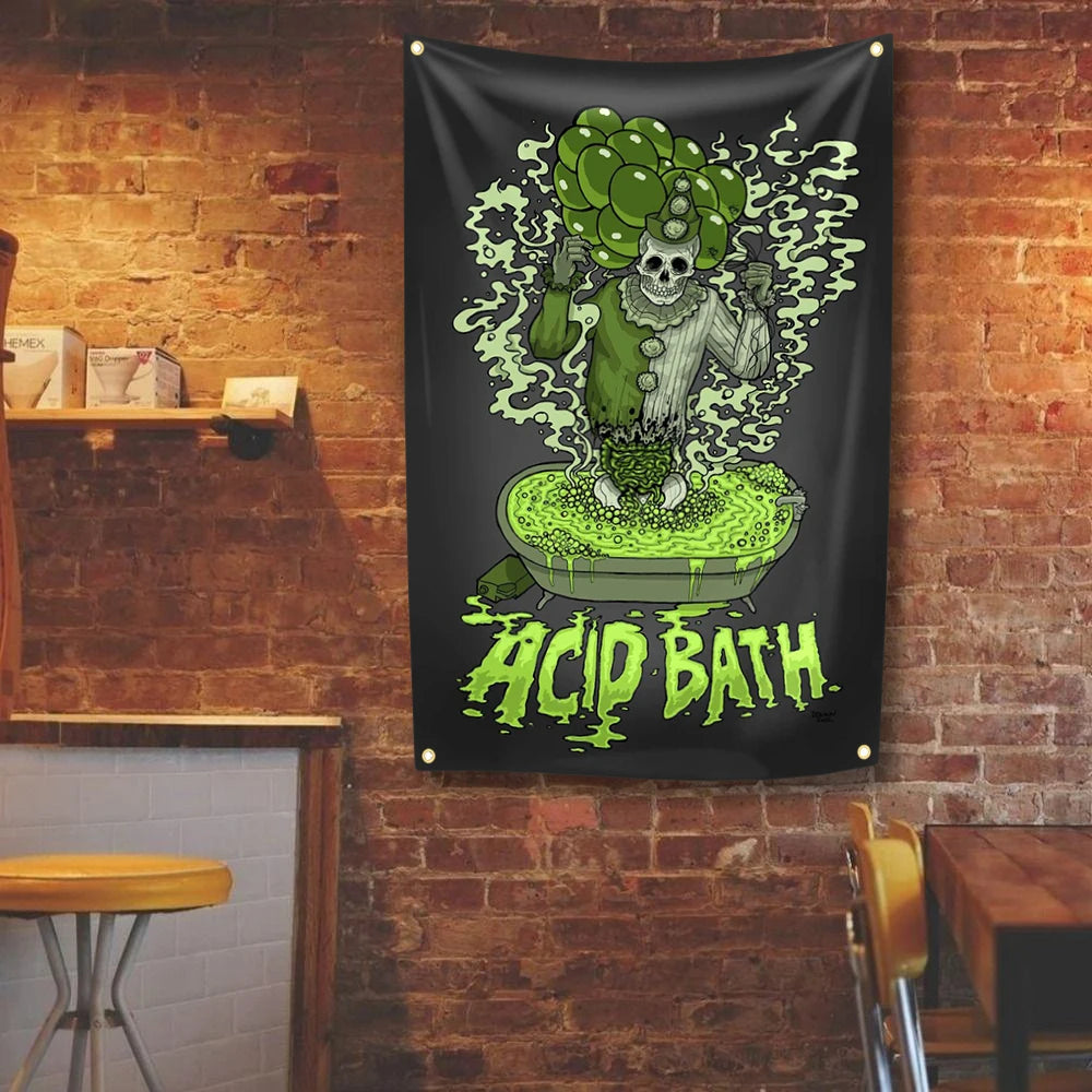 Acid Wash Polyester Tapestry with 4 Grommets - Colorful Tie-Dye Wall Hanging, Concert Banner & Table Cover