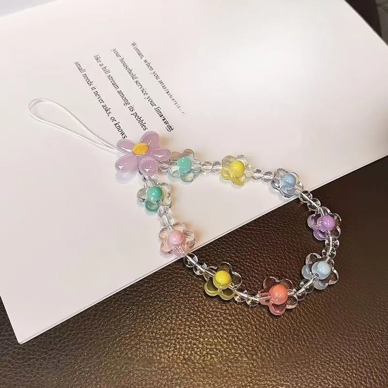 Colorful Macaron Bead Phone Lanyard Wrist Strap - Anti-Lost Short Handheld Mobile Chain for Women