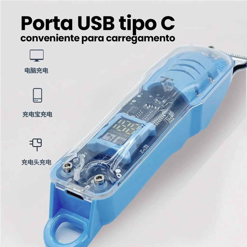 2-in-1 Professional Wireless Beard Trimmer and Hair Clipper with LCD and Transparent Body