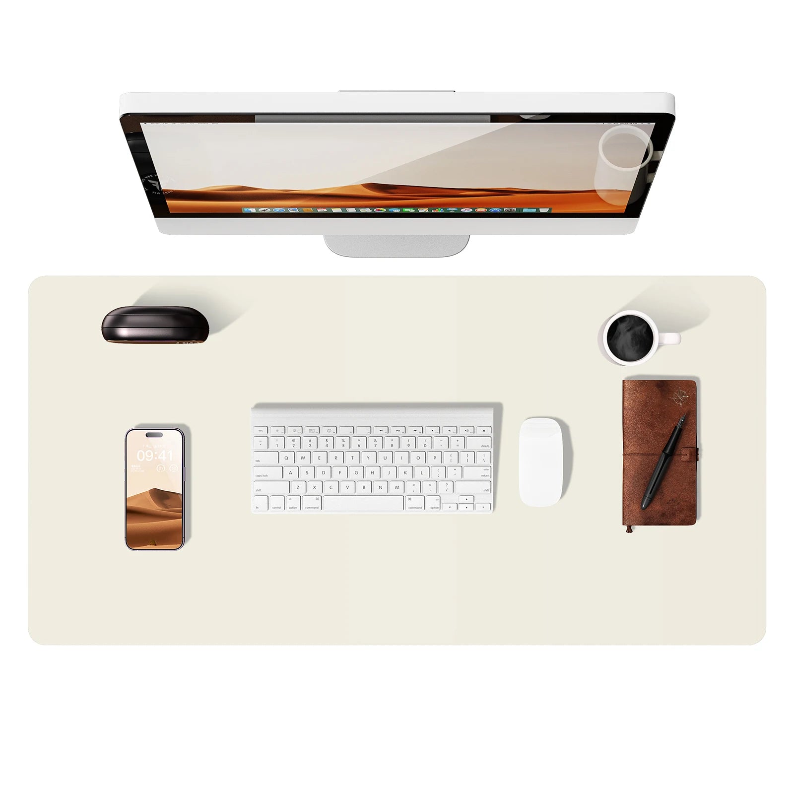 Large PU Leather Desk Pad - Non-Slip Waterproof Office Mouse Pad & Laptop Desk Mat