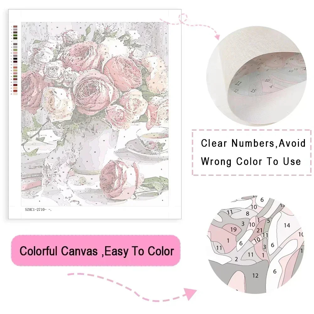 Christmas Paint by Number Kit for Adults – Winter Deer Canvas DIY Hand-Painted Wall Art