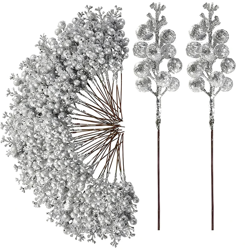 10/20-Pack Glitter Artificial Berries Christmas Ornaments for Tree & Holiday Home Decor