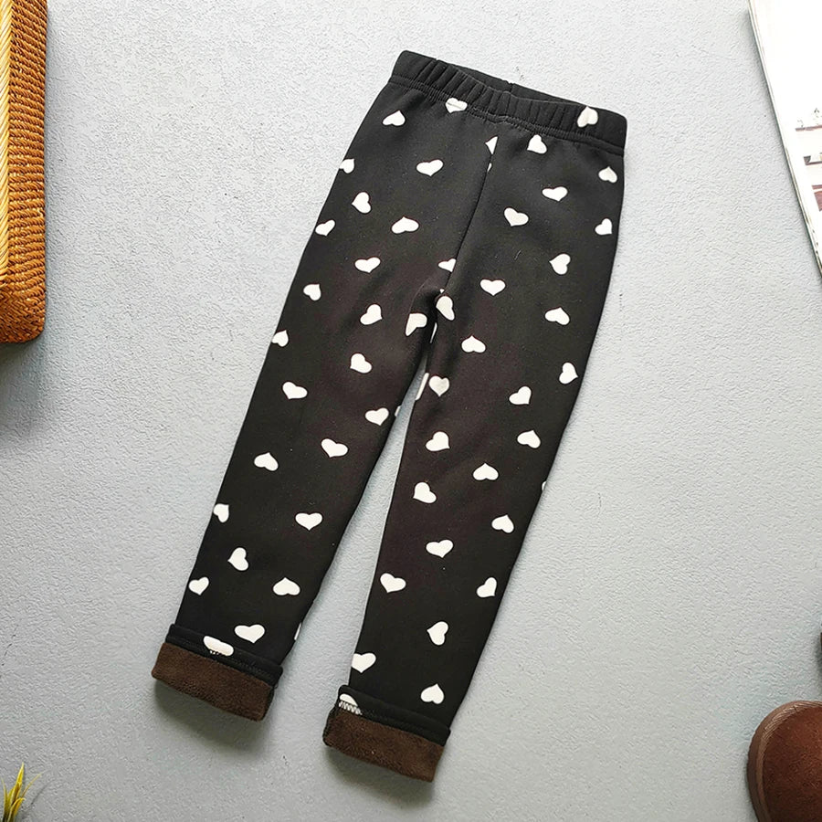 Girls Floral Fleece-Lined Leggings - Thick Warm Winter Pants for Toddlers and Kids (2-11 Years)