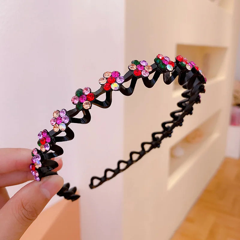 Pearl Rhinestone Non-Slip Elastic Flower Headband for Girls & Women