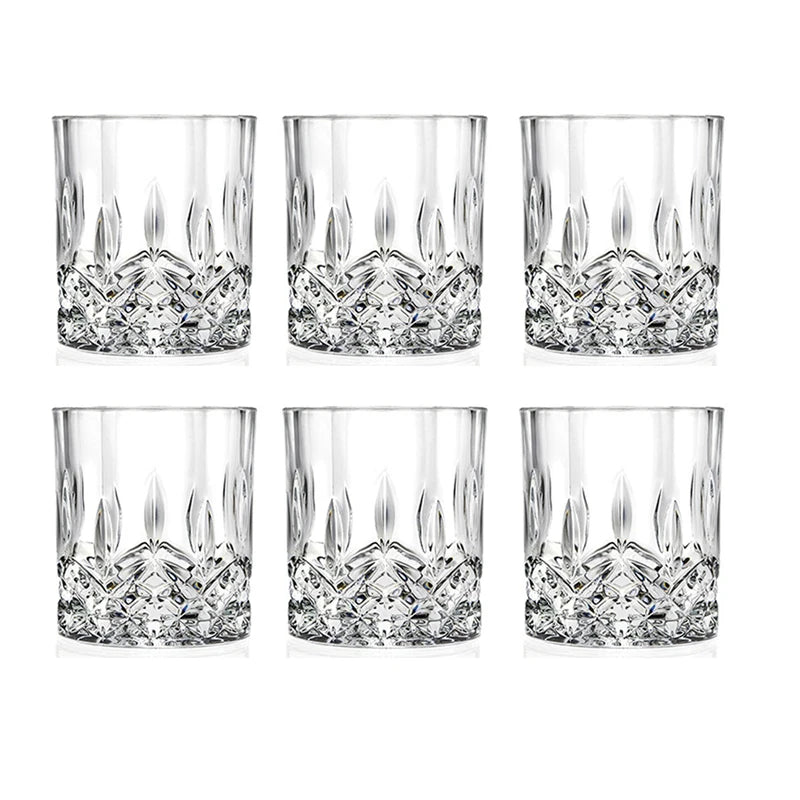 Embossed Crystal Whiskey Tumbler 230ml (7.8 fl oz) - Available in 1/2/4/6-Pack for Bar & Home