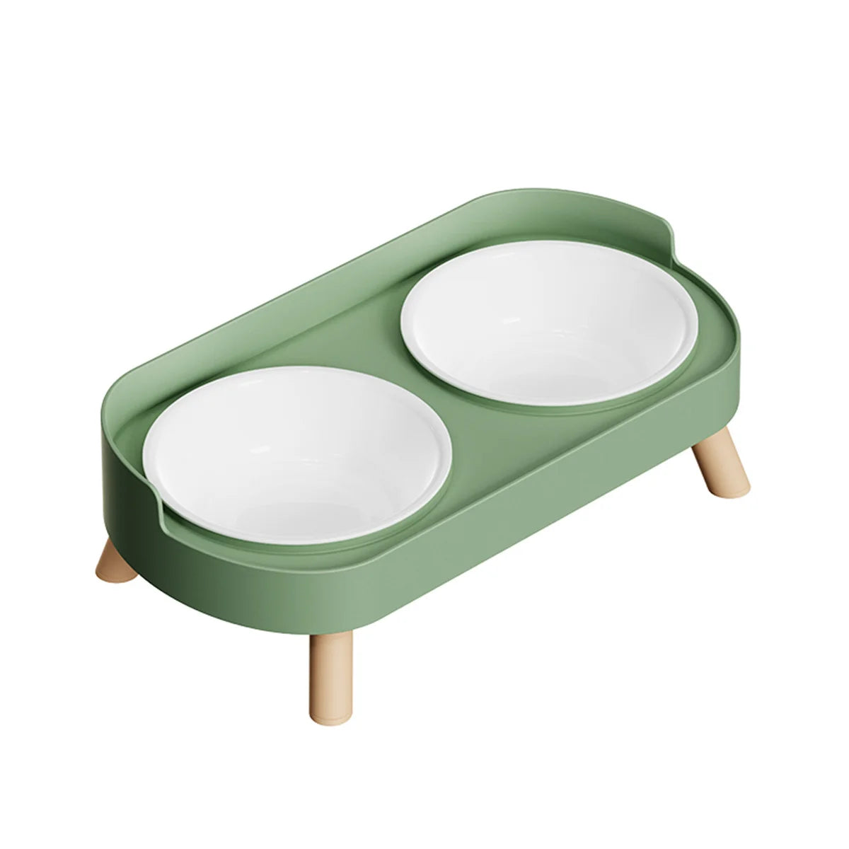 Adjustable Elevated Ceramic Double Pet Bowl for Cats and Small Dogs with Water Dispenser