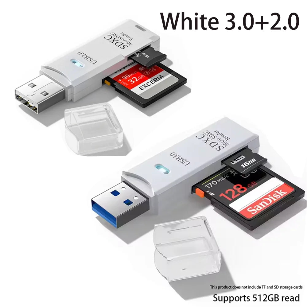 USB 3.0 2-in-1 Multi-Function Card Reader Micro SD TF & USB Flash Drive Adapter for PC Laptop
