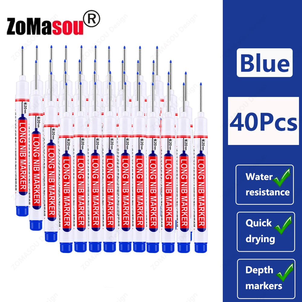 20mm Long-Head Deep Hole Marker Pens - Waterproof Fast-Dry Oil Markers for Wood, Metal & Glass (Red/Black/Blue/Green)