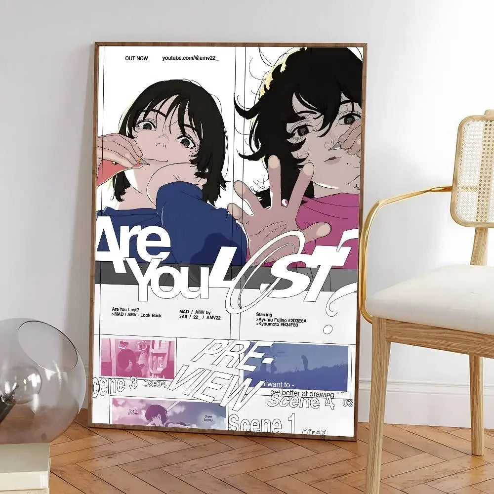 Anime Look Back Poster Removable Waterproof Sticky Wall Art Aesthetic Decor for Living Room Bedroom Bar