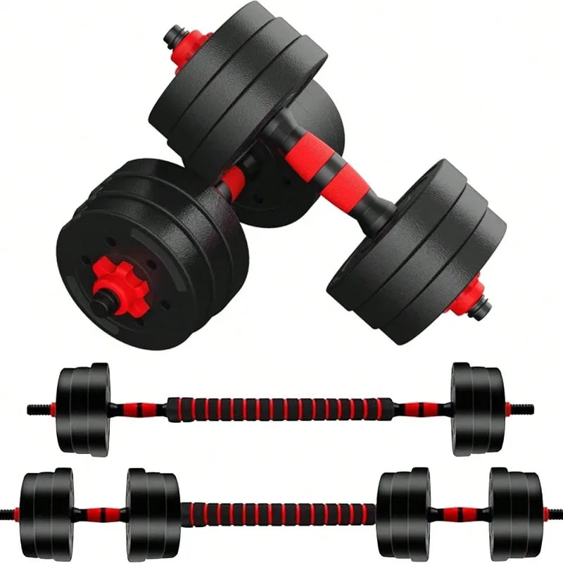 5–44 lb (2.3–20 kg) Adjustable Dumbbell to Barbell Set – Anti-Slip Grip Convertible Home Gym Barbell & Push-Up Stands