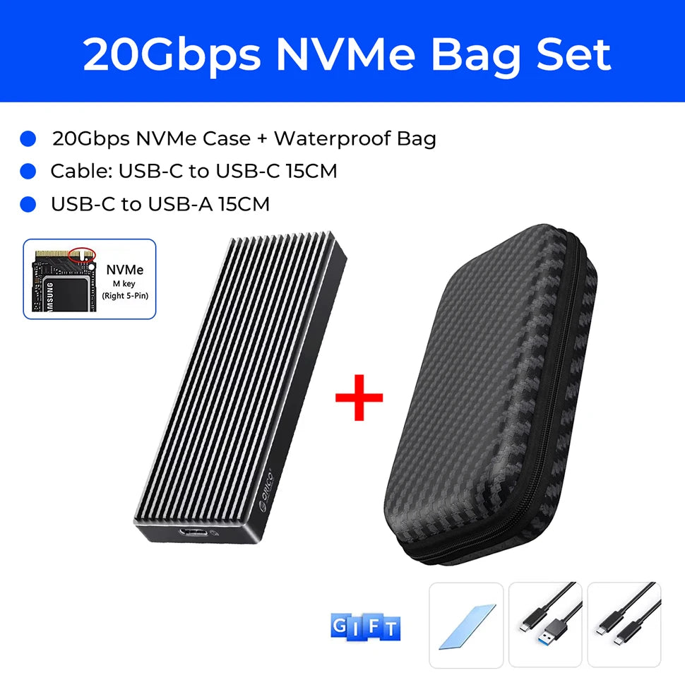 M.2 NVMe & SATA External SSD Enclosure USB-C / USB-A 10Gbps (USB 3.2 Gen2) Compatible with 2230/2242/2260/2280 Up to 4TB