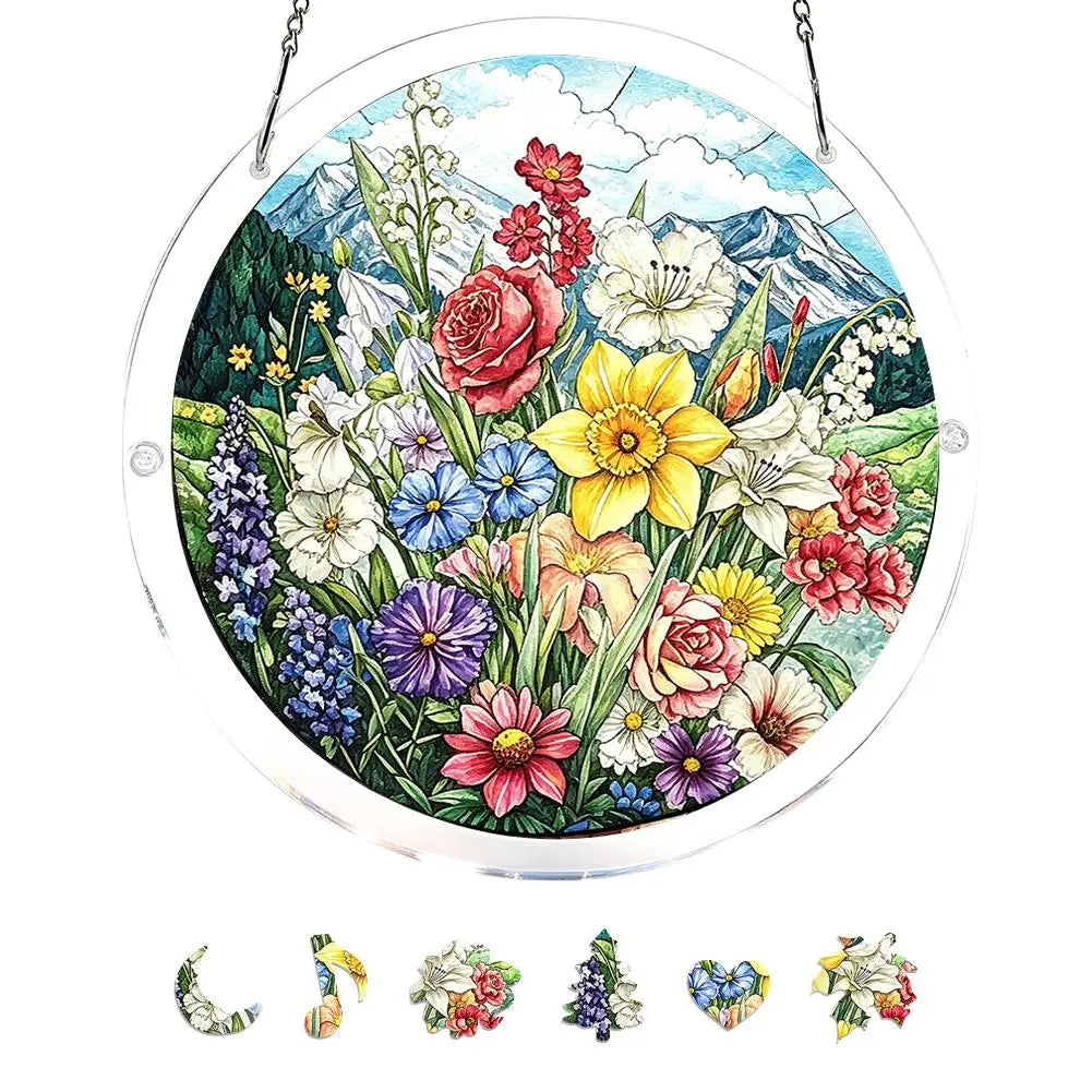 Acrylic Puzzle Suncatcher Window Hanging Stained Glass Style 7.1/7.9 in (18/20 cm) Garden & Home Decor