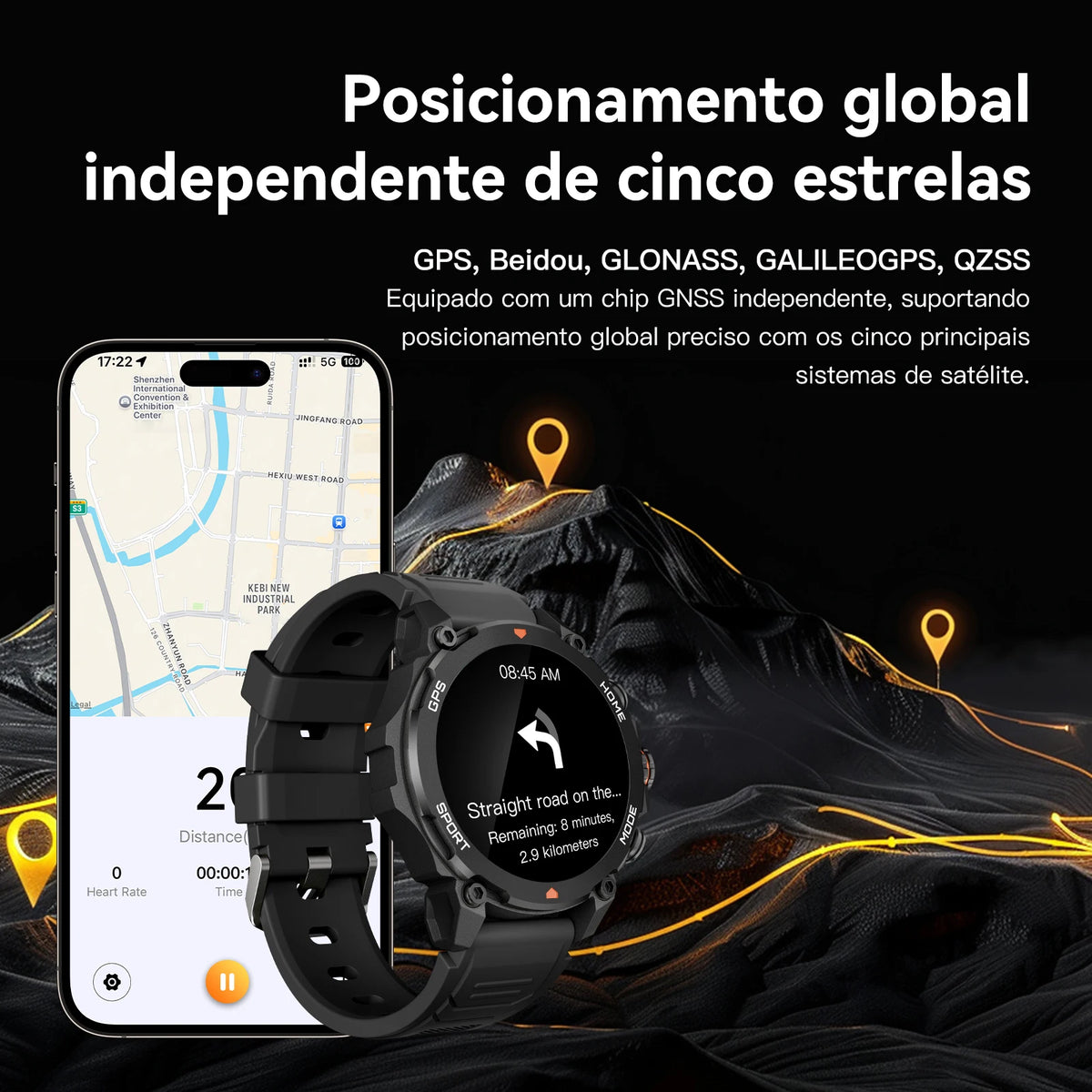 GPS Smartwatch with 1.43'' AMOLED Display, 5ATM, 150+ Sports Modes, Health Monitor, Compatible with Android/iOS