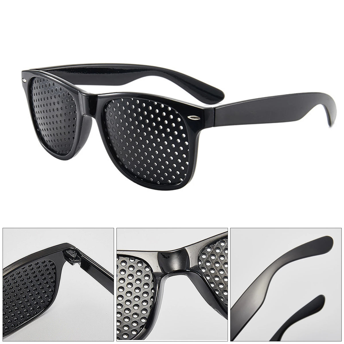 Pinhole Vision Glasses for Eyesight Improvement Anti-Myopia Astigmatism Correction Eye Fatigue Relief Unisex Black Frame