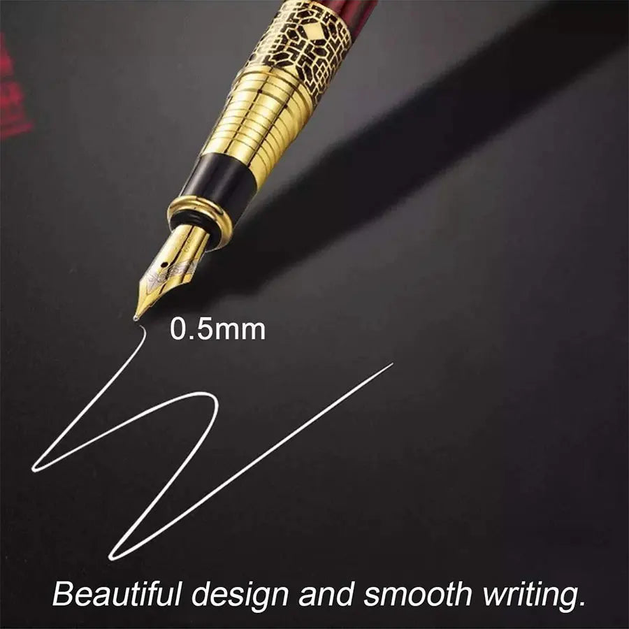 Retro Metal Fountain Pen Set (1–100 pcs) with Replaceable Ink, Elegant Writing Gift for Office & School