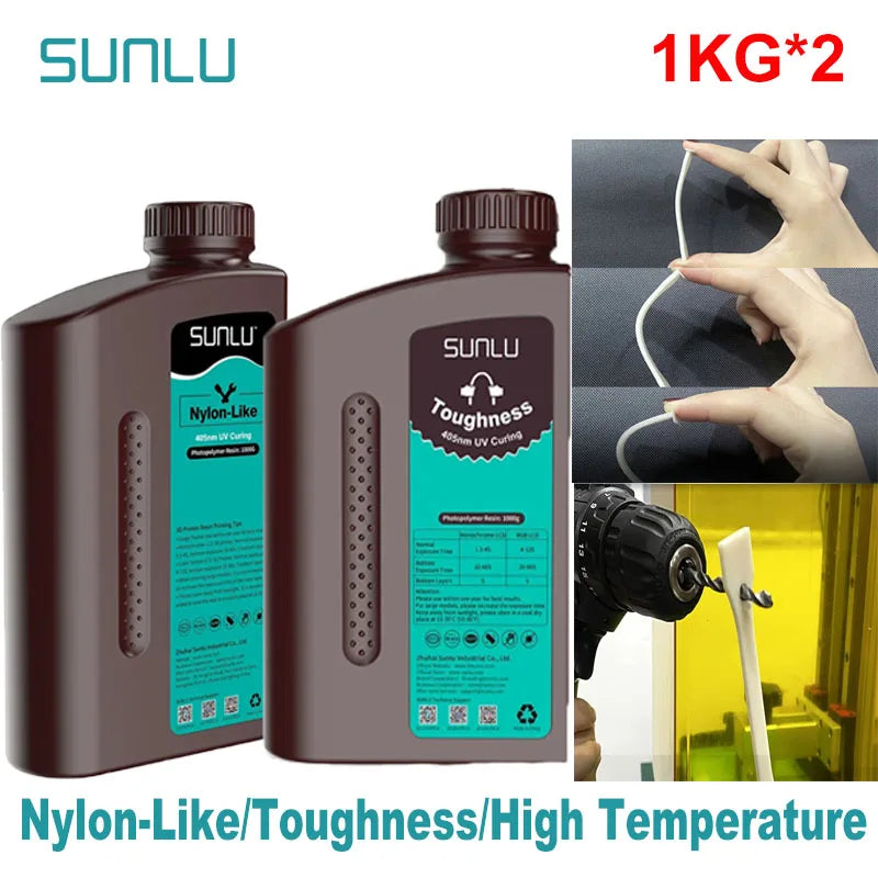 2KG 405nm UV 3D Printer Resin – Nylon-Like, High-Toughness & High-Temperature for SLA DLP LCD Printers