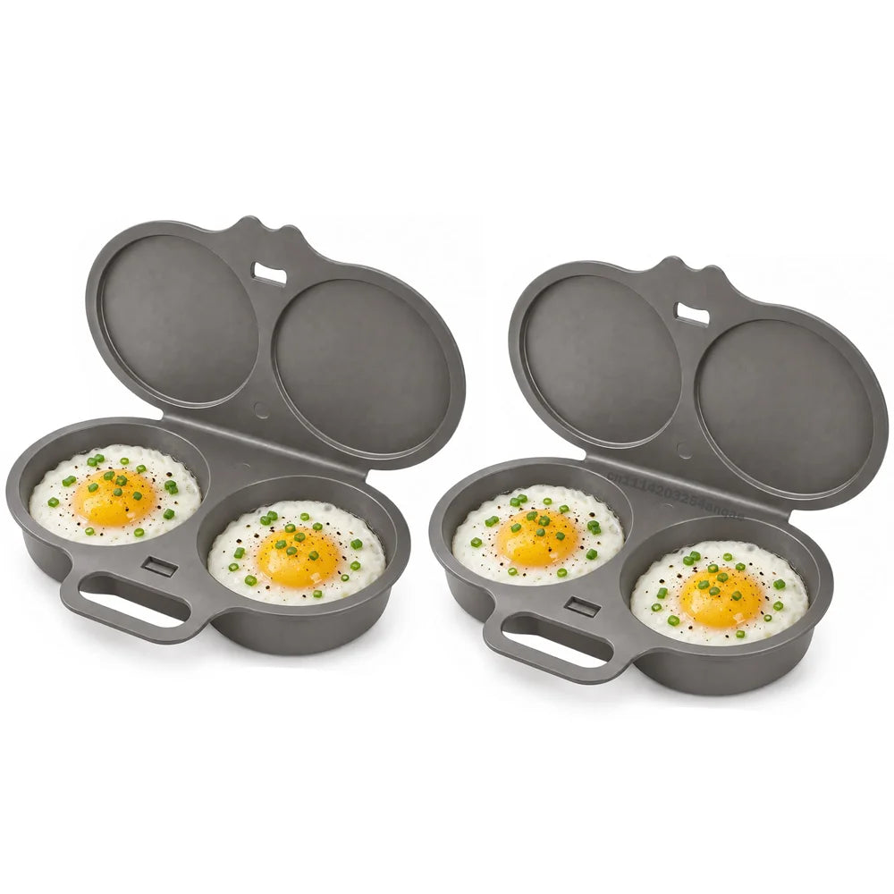Microwave Double Cavity Silicone Egg Poacher – Food-Grade Non-Stick Oil-Free Egg Steamer, Reusable Kitchen Mold