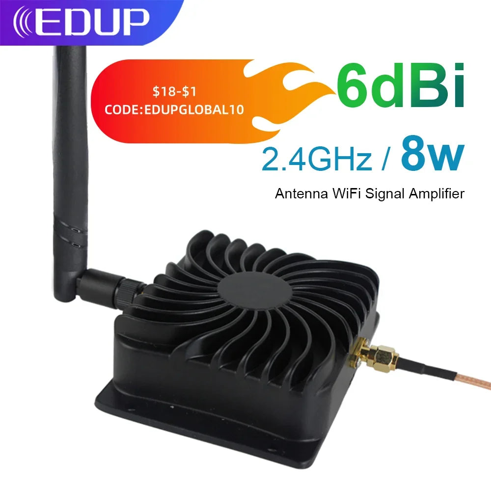 8W 2.4GHz Wi-Fi Signal Amplifier & Range Extender 802.11n — SMA Antenna Adapter (6 dBi, 39 dBm)