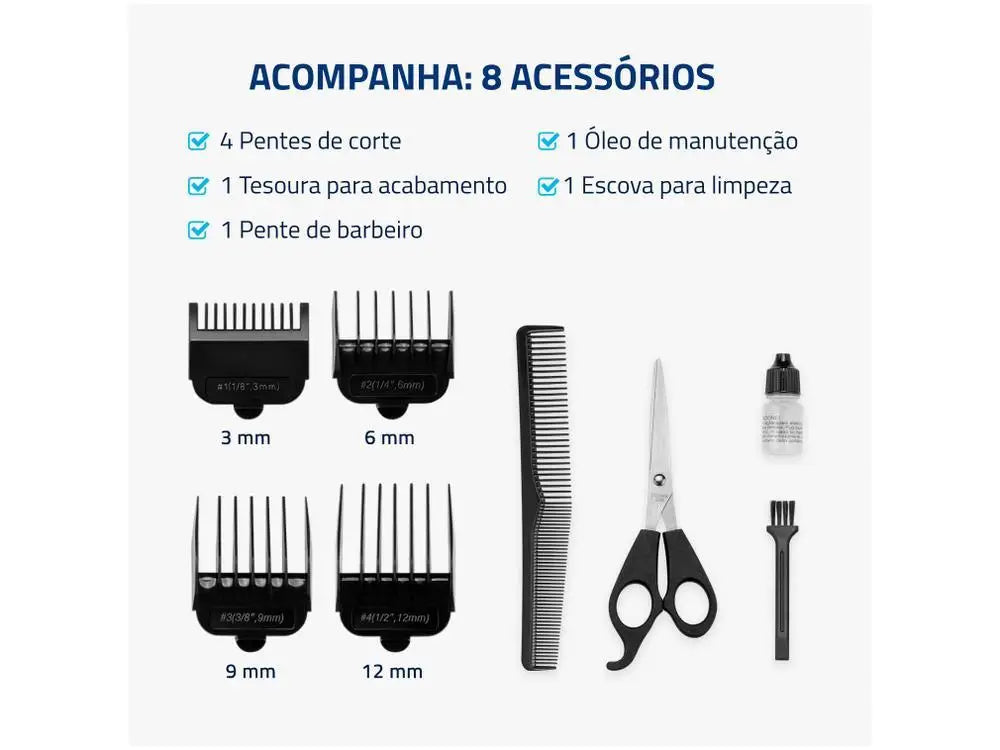 Corded Electric Hair Clipper 110V - Stainless Steel Blades, 4 Guide Combs