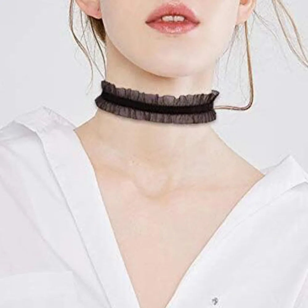 Black Lace Choker Necklace - Gothic Punk Collar view 23